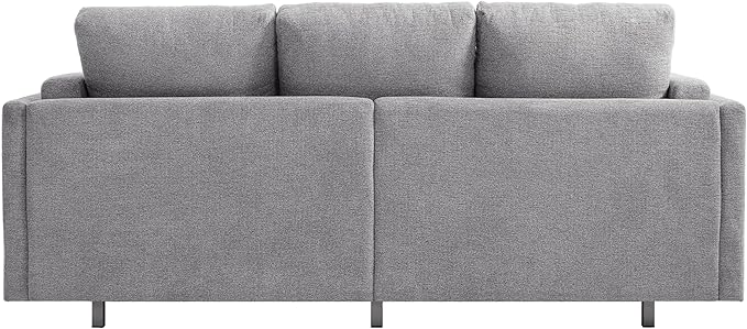 Christopher Knight Home Vincenzo 3 Seater Couch Chenille Upholstered Sofa Chair Metal Legs Couch Dual-Layer Cushions Armchair 79.5 Sectional Sofa Comfort Seating for Living Room Light Gray