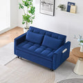 3 in 1 Convertible Sofa BedModern Velvet Loveseat Sleeper Sofa Bed with Adjustable Backrest Storage Pockets and PillowsSuitable for Living RoomGuest RoomBlue