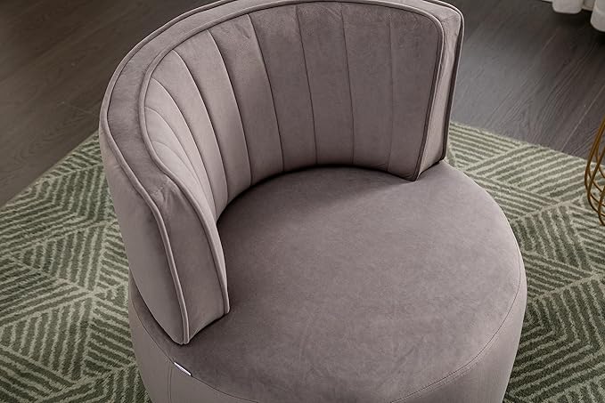 NewCosmos 360 Degree Swivel Cuddle Barrel Accent Sofa Chairs Round Armchairs with Wide Upholstered Fluffy Velvet Fabric Chair for Living Room Bedroom Office Waiting Rooms
