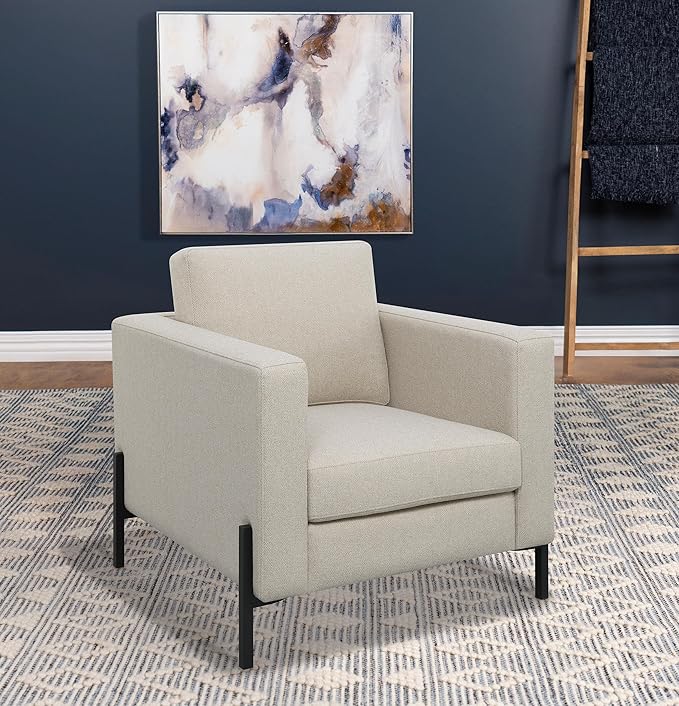Coaster Home Furnishings - Tilly - Upholstered Track Arm Accent Chair with Pocket Coil Seating and Metal Legs - Living Room - Oatmeal - 509903