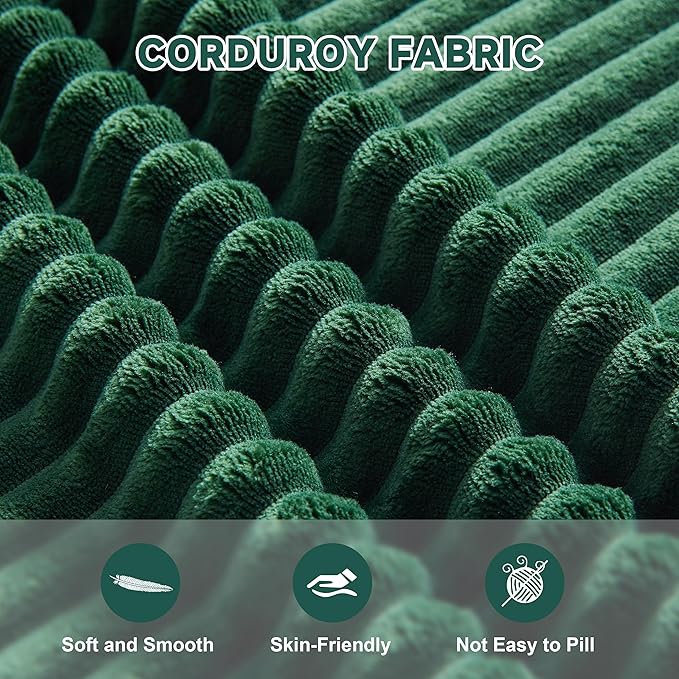 135.4 Cloud Couch Sectional Modular Sectional Sofa with Deep Seat Plush Corduroy U Shaped Boneless Couch Convertible Sectional Couches for Living Room 6Seat Green