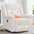 Rocker Recliner Chair for Adults 360° Swivel Rocker Recliner with Massage and Heating Nursery Rocking Chairs with Side Pockets Manual Reclining Chair for Living Room Bedroom or Nursery