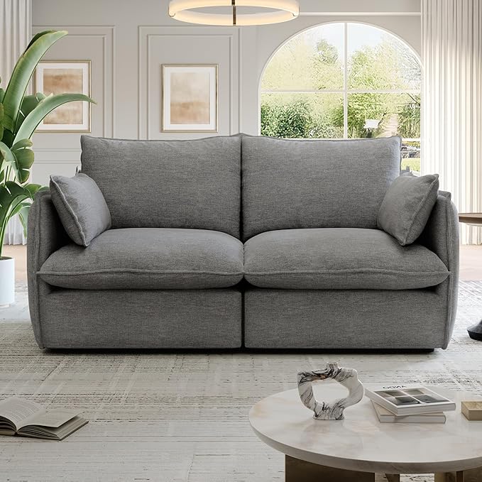 Cloud Modular Sectional Sofa Waterproof Down Filled Sectional Sofa High Backrest Loveseat Sectional Couches for Living Room Modern Modular Couch with Removable Cover Dark Gray