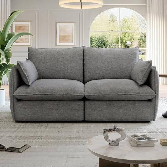 Cloud Modular Sectional Sofa Waterproof Down Filled Sectional Sofa High Backrest Loveseat Sectional Couches for Living Room Modern Modular Couch with Removable Cover Dark Gray