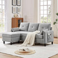 77 Convertible Sectional Sofa Couch Modern 3-Seat L-Shaped Couch with Reversible Ottoman and Storage Pocket Small Sectional Couches for Living Room Apartment and Small Spaces Light Grey