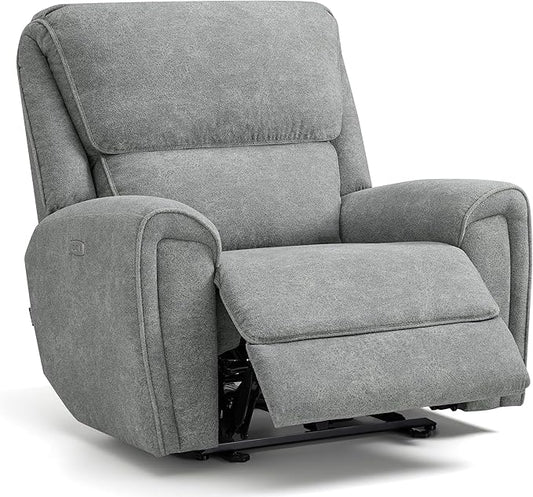 MCombo Oversized Power Recliner Chair for Big and Tall People Heavy Duty Power Recliners 400lbs USB &amp Type C Charge Ports for Living Room Office Fabric OE675 (Light Grey)