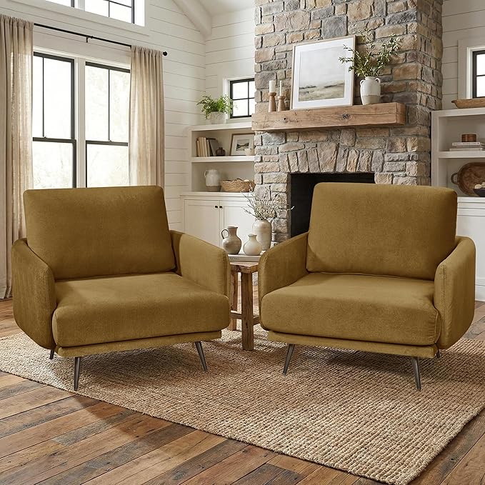Oversized Accent Chair for Living Room Chairs Reading Arm Chair Comfy Modern Single Sofa Side Chairs with Metal Legs &amp Soft Cushion for Bedroom Waiting Room