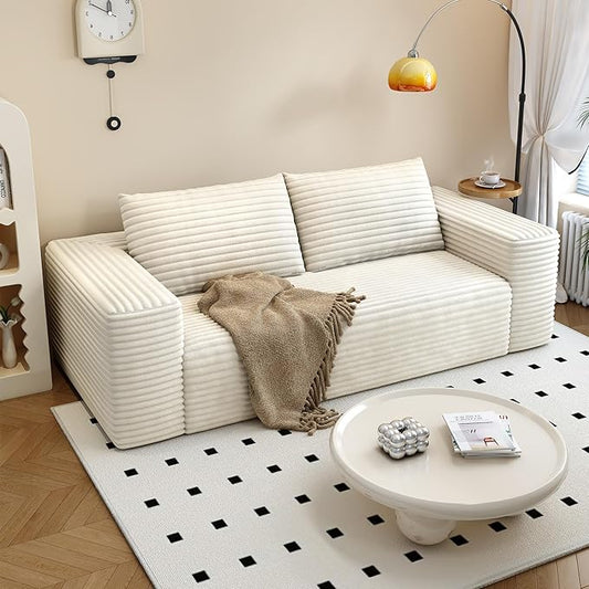 Modern Loveseat SofaModular Couch with Deep Seat Memory FoamComfy Small Cloud Couch for Small SpacesNo Assembly Required Sofa for Living RoomEfficient HomeBedroomOffice Apartment（63inchWhite）