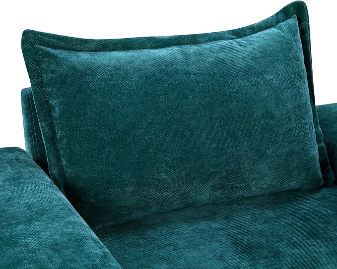 Christopher Knight Home Aylen Modern Chenille Upholstered Accent Chair with Wide Armrests Wooden Living Room Club Chair Bedroom Comfy Reading Chair with Back Pillow Teal Green