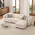 L Shaped Couch Convertible Sofa for Living Room Large Deep Seat Couches Oversized Modular Sectional 4 Seat Sofa with Storage Ottoman Cream