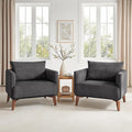Oversized Accent Chair Modern Boucle Armchair for Living Room Sets of 2 - 37 Wide &amp Cozy Reading Chair with Solid Wood Legs Dark Gray Upholstered Lounge Chair for Bedroom &amp Office (Easy Asse