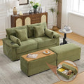 75 Corduroy Loveseat with Storage Ottoman &amp USB Cloud Deep Seat Couch with Convertible Ottoman Coffee Table Double Chaise Lounge for Living Room Green
