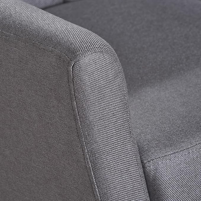 Mid-Century Accent Chairs Modern Upholstered Living Room Chair Cozy Armchair with Wood Legs for Bedroom/Office/Cafe/Living Room (Light Grey + Linen)