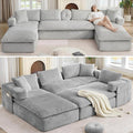 Oversized Cloud Boneless Couch 149 Modular Sectional Sofa with Deep Seat Chaise Fluffy U Shaped Couches for Living Room Comfy Plush Corduroy Sofa with Pillows No Assembly Light Grey