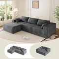 110 Boneless Couches for Living Room Cloud Couch Modular Sectional Sofa with Deep Seat Plush Large Foam Sofa L-Shape Sofa CouchNo Assembly Required Carbon Gray(Plush Corduroy Fabric)