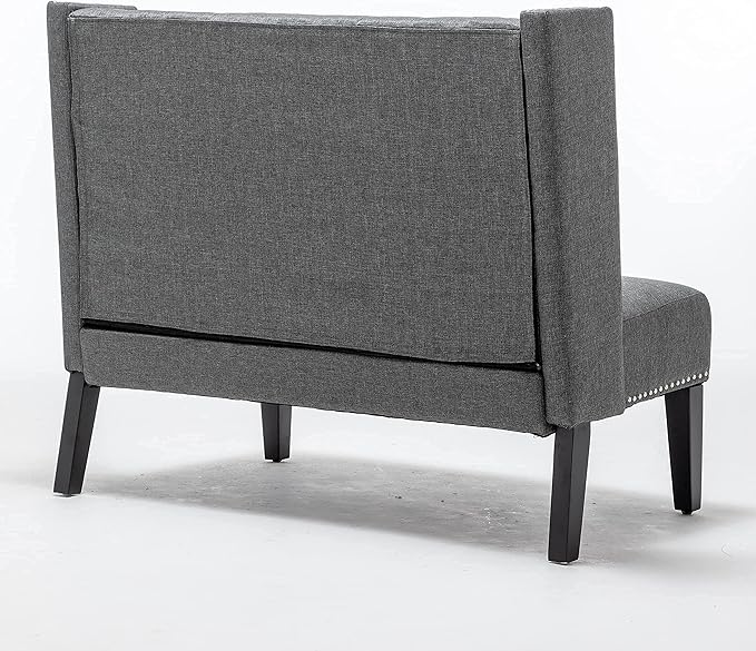 Tongli 46 Small Modern Loveseat Settee Sofa 2-Seat Sofa Couch Tufted Love Seat Dining Bench with Nail Head Trim Back Banquette Sofas for Living Room Small Space Entryway Hallway Slate