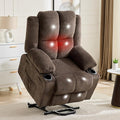 Oversized Power Lift Recliner Chair for Elderly 135° Lay Flat Electric Recliner with Massage &amp Heat Stand Assist Lift Chair with 2 Cup Holders for Living RoomBrown