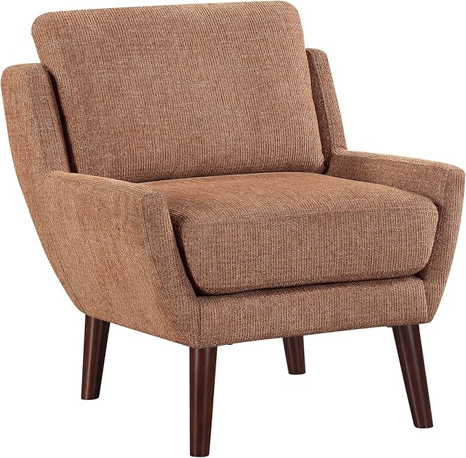 Lexicon Modern Wingback Accent Chair Chenille Fabric Upholstered Lounge Reading Arm Chair Solid Wood Legs for Living Room Bedroom Supportive Padded Pocket Coil Seat Easy Assembly Orange
