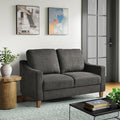 Serta® Armstrong 52 Soft Modern Sofa Sloped Track Arms Solid Wood Legs Easy Assembly Dream Coil® Comfort Soft Woven Polyester Fabric Gray