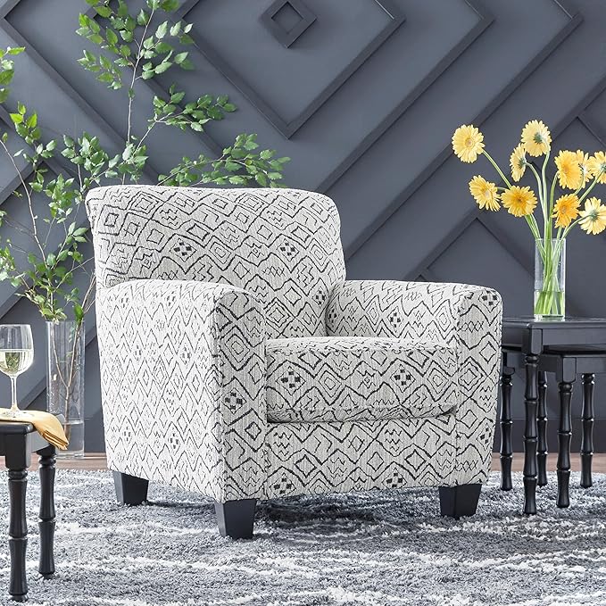 Signature Design by Ashley Hayesdale Modern Accent Chair with Removable Cushions and Tapered Legs Black &amp Gray