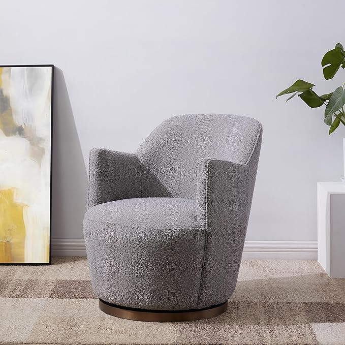 SAFAVIEH Couture Collection Christian Light Grey Boucle Swivel Accent Chair (Fully Assembled)