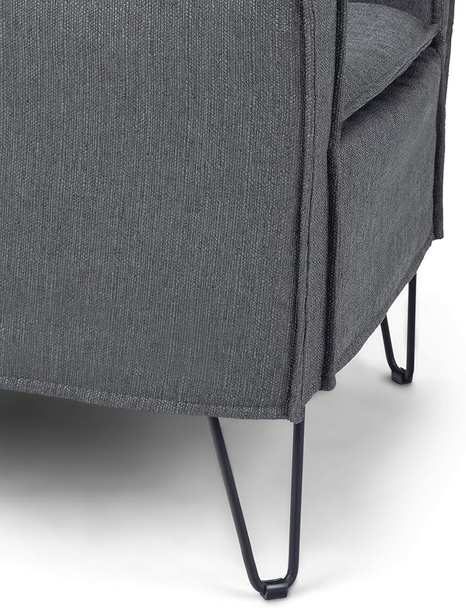 SIMPLIHOME Warren 28 inch Wide Mid Century Modern Accent Chair in Slate Grey Woven Fabric for the living and family room