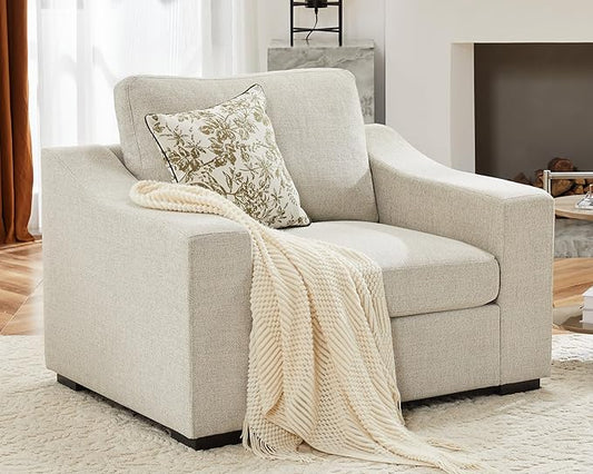 ABCASA 47 W Oversized Accent Chair Comfy Upholstered Sofa Chair with Large Seat and Wide Armrest Pet-Friendly Modern Lounge Armchair for Living Room/Apartment/Bedroom Premium Linen Oatmeal