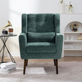 Modern Accent Chair Chenille Upholstered Arm Chair with Pillow Comfy Soft Padded Chair Fabric Single Sofa Chair Reading Accent Chair for Living Room Bedroom Blackish Green