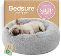 Bedsure Calming Dog Bed for Medium Dogs - Donut Washable Medium Pet Bed 30 inches Anti-Slip Round Fluffy Plush Faux Fur Cat Bed Fits up to 45 lbs Pets Pale Grey