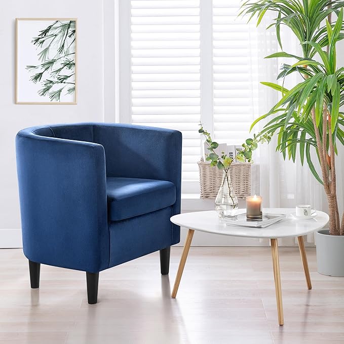 Topeakmart Velvet Club Chair Elegant Style Accent Chair Upholstered Armchair for Living Room Reception Room Bedroom Blue