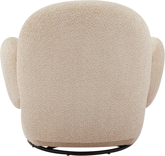 GDFStudio Modern Accent Swivel ChairUpholstered Lounge Chair with 360° Rotation Compact Design Eucalyptus and Steel Frame Fiber Foam Cushion Arm &amp Back KD Assembly for Living RoomBeige