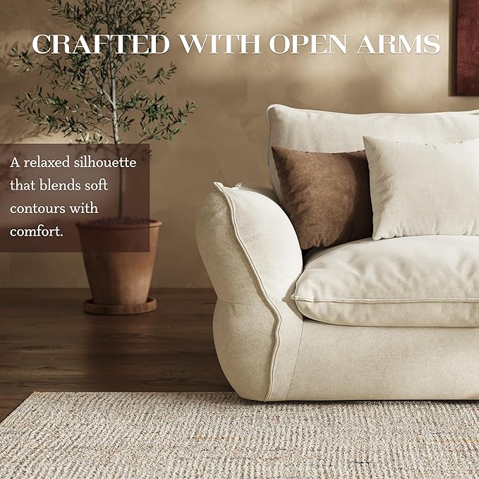 106'' Down Blend L-Shaped Sectional Sofa Deep Seat Feather-Filled Cushions Oversized Cloud Couch with Sink-in Comfort Modern Living Room Sofa – Ivory White