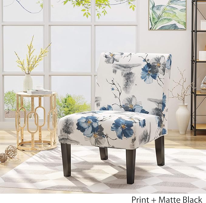 Christopher Knight Home Kendal Traditional Fabric Accent Chair Print Matte Black 22.5D x 29.5W x 32H in