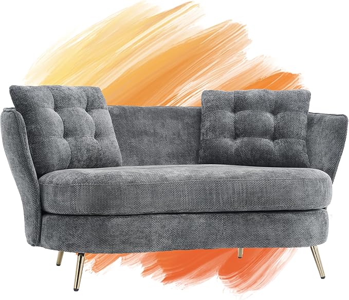 Modern Tufted Velvet LoveseatFuton Club Two Seater SofaCompact Living Room StudioOfficeDormitoryBreathable Spring Small Sofa For Entertainment Room Suitable For Living Room ＆ Bedroom (Grey)