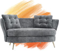 Modern Tufted Velvet LoveseatFuton Club Two Seater SofaCompact Living Room StudioOfficeDormitoryBreathable Spring Small Sofa For Entertainment Room Suitable For Living Room ＆ Bedroom (Grey)