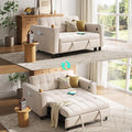 LINSY Sleeper Sofa Bed 54 Pull Out Couch with Charging Station &amp Cup Holder Small 3 in 1 Convertible Loveseat Sleeper Couch for Apartment Dorm Room Bedroom and Small Space Chenille Beige
