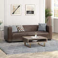 80.25 PU Leather Upholstered Couch Modern 3 Seater Sofa with Tufted Back and Square Arms Nailhead Sofa for Living Room Office Apartment Small Space Dark Brown