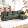 TUNYI 130 Sectional Couch with Storage Oversized Chenille Modular Sectional Sofa for Living Room Convertible Deep Seat Sofa Couches with Ottoman Armrest Pillow (Green)