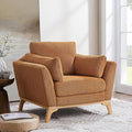 VANOMi Large-Sized Accent Chair Thick Cushion Bedroom Reading Chair Comfortable Living Room Single Sofa Boucle Curry