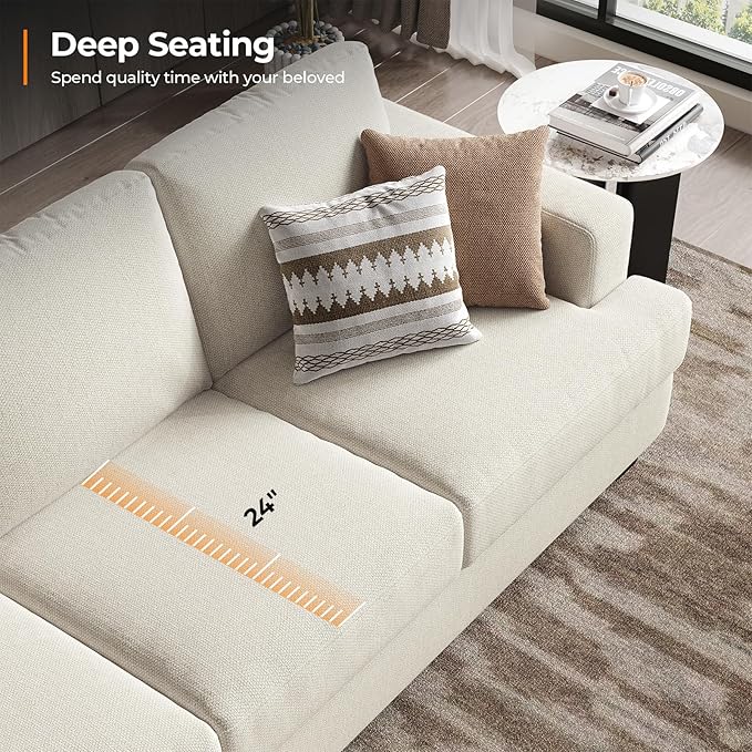 Fadware Sofa Couch 3 Seater Sofa with Suppleness Armrests Fabric Deep Seat Sofa with Upholstered Cushion&amp Backrests Modern Comfy Couch for Living Room Apartment