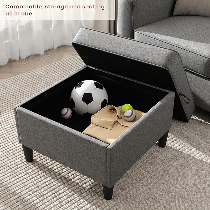 Sectional Couches for Living Room - Deep Seater Couch Living Room-Comfy L Shape Modular Sofawith Storage Chaise-Washable Covers-Suitable for Living RoomsApartmentsRooms and Offices-Dark Gray