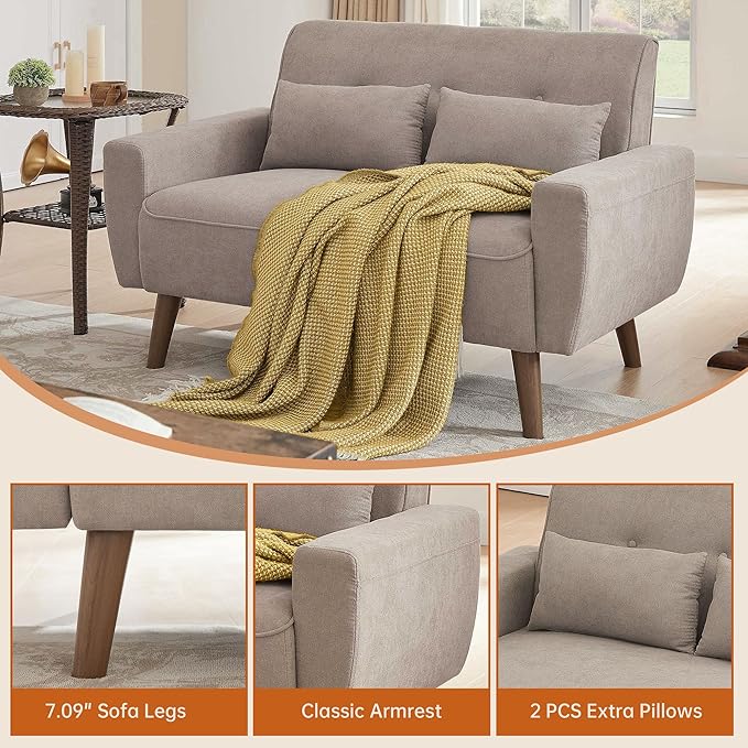 Convertible Sectional Sofa Modern 3 Seater Sofa and Loveseat Set with Storage Ottoman L Shaped Couch with Reversible Chaise 2 Piece Sofa Set for Living Room Apartment Beige