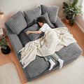 64 Oversized Chaise Daybed Lounge Sleeper Sofa Extra Wide Cloud Sofa&ampCouch Luxury Plush Corduroy Upholstered Loveseat Couch Deep Seat Living Room Queen Size Sofabed W/5 Pillows for Home/Apartmen
