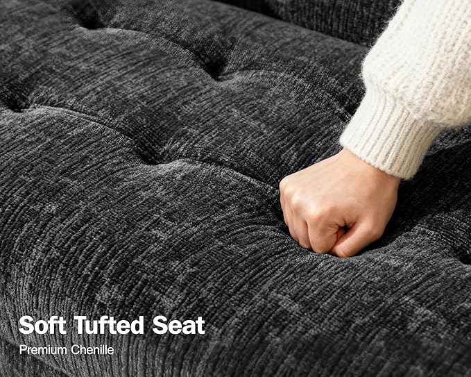Vipbear Modular Sectional Sleeper Sofa Bed with Pull Out Bed/Reclining Backrest/USB Ports 5 Seat L Shaped Sectional Sleeper Couch Tool-Free Assembly Chenille Black