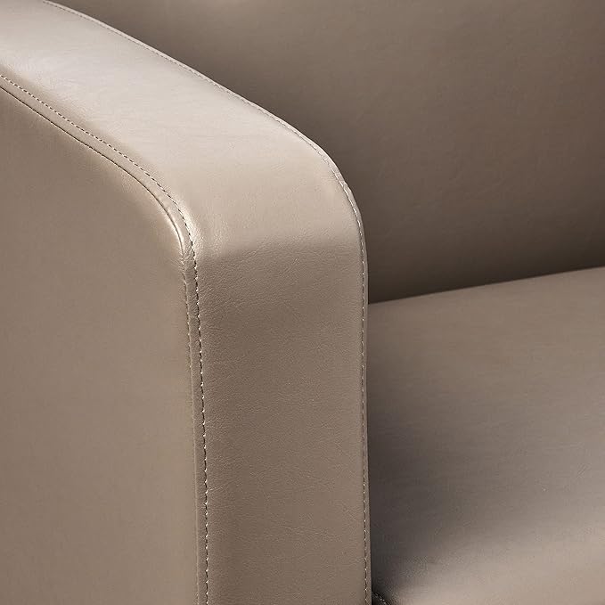 OSP Home Furnishings Wall Street Faux Leather Armchair with Box-Spring Cushion Button Tufted Back and Chrome Finish Base Smoke Grey