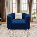 42 Velvet Sofa Chair for Living Room Modern Single Sofa with Gold Metal Sphere Legs (Blue-1 Seater)