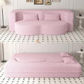 Hommoo Convertible Sleeper Sofa Bed Futon Sofa Folding Mattress Couch Full Size Teddy 2 in 1 Compression Floor Lounge Couch High Density Foam for Living Room/Guest Room/Apartment Pink