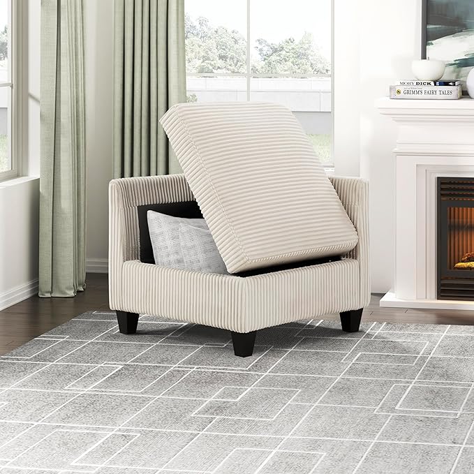 Lexicon Modular Sectional Sofa for Living Room Corduroy Corner Seat with Storage Units of Modular Sectional Couch Upholstered Chair for Customizable Sectional Sofa Couch Beige
