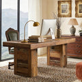Tribesigns 63 Large Executive Desk Farmhouse Computer Office Desk Wooden Writing Table Rustic Rectangle Business Workspace Table for Home Office Distressd Brown