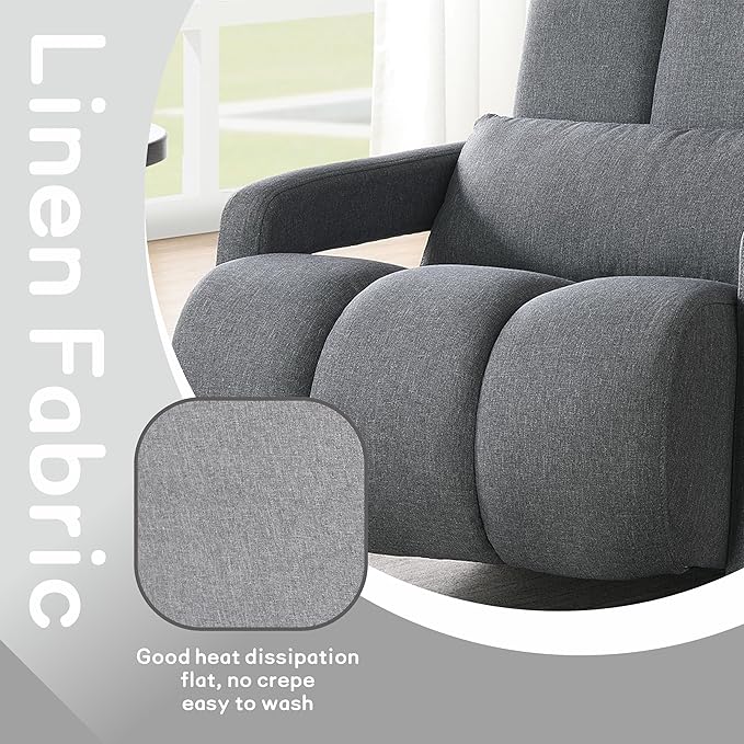 Accent Chair Modern Upholstered Armchair with Pillow Breathable Linen Fabric Comfy Reading Chair for Living Room Bedroom Small Spaces Office Study Grey